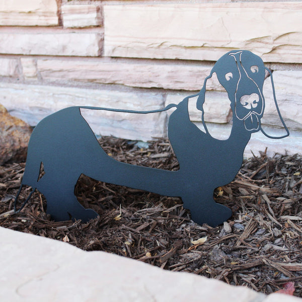 Basset Hound Corten steel dog silhouette, matte black finish – My Metal Rescue