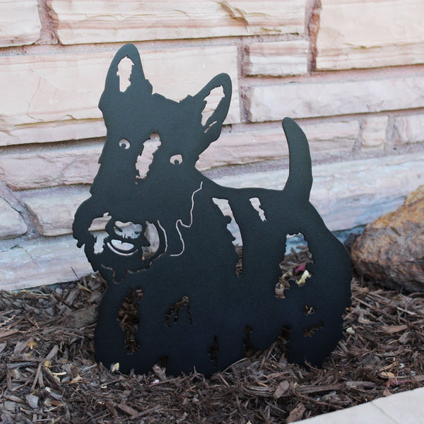 Scottish Terrier Corten steel dog silhouette, matte black finish – My Metal Rescue