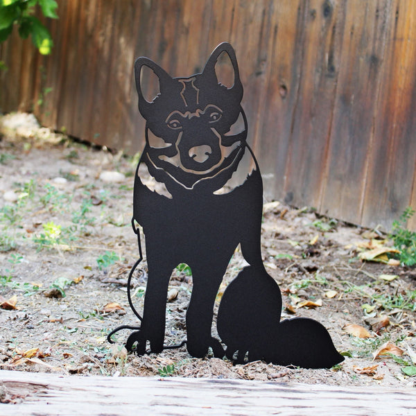 Norwegian Elkhound Corten steel dog silhouette, matte black finish – My Metal Rescue