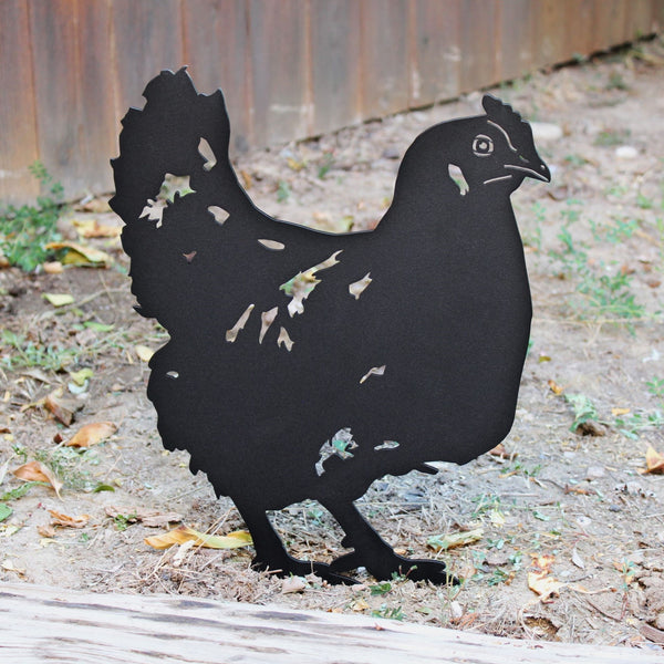 Chicken Corten steel dog silhouette, matte black finish – My Metal Rescue