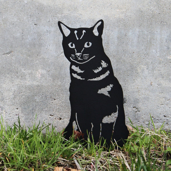 Shorthair Tabby Corten steel dog silhouette, matte black finish – My Metal Rescue