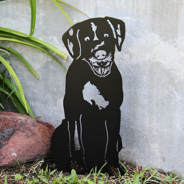 Wirehaired Pointing Griffon Corten steel dog silhouette, matte black finish – My Metal Rescue