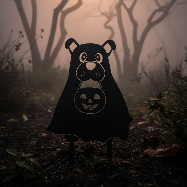 Ghost Dog – matte black steel Halloween silhouette by My Metal Rescue