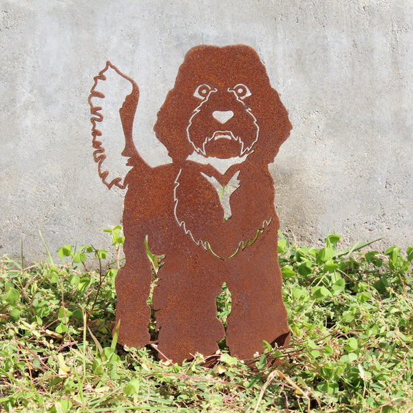 Labradoodle Corten steel dog silhouette, rusted patina finish – My Metal Rescue