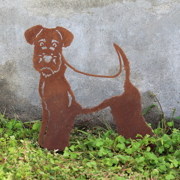 Welsh Terrier Corten steel dog silhouette, rusted patina finish – My Metal Rescue