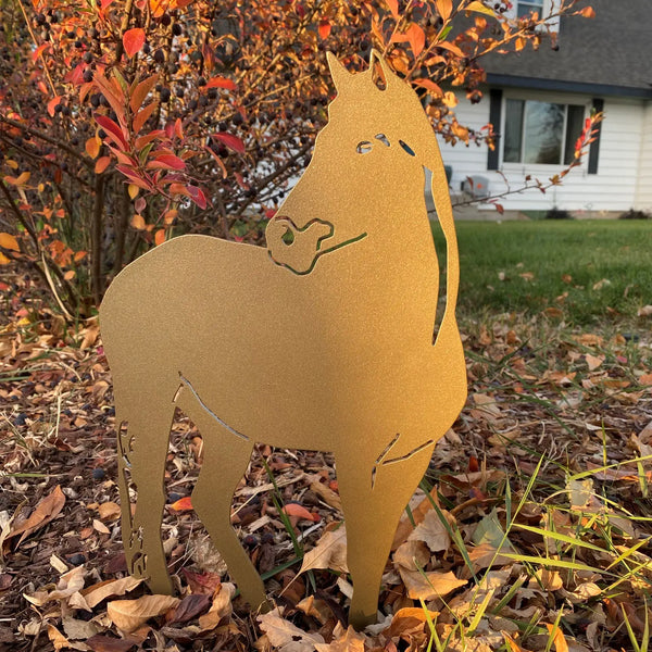 Gold Horse Corten steel dog silhouette – My Metal Rescue