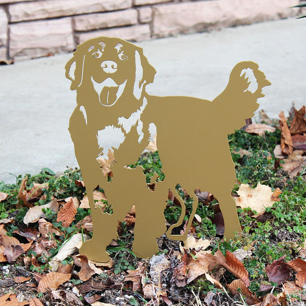 Gold Golden Retriever Standing Corten steel dog silhouette, shown outdoors – My Metal Rescue