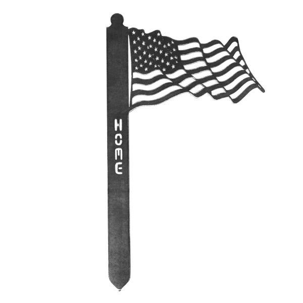Corten Steel Waving US Flag Garden Stake in Corten steel, raw polished steel finish – My Metal Rescue