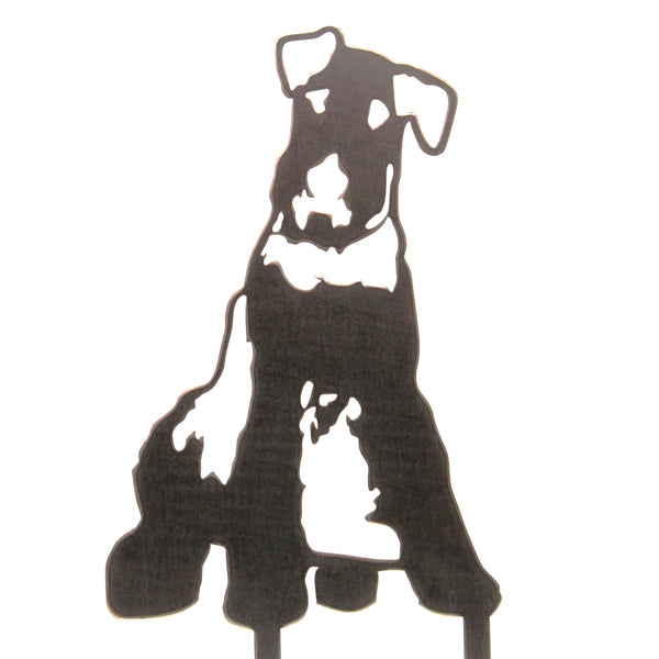 Airedale Terrier Corten steel dog silhouette, raw polished steel finish – My Metal Rescue