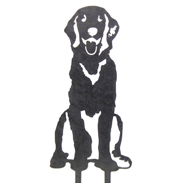 Golden Retriever Sitting Metal Art Handcrafted Dog Décor Corten steel dog silhouette, raw polished steel finish – My Metal