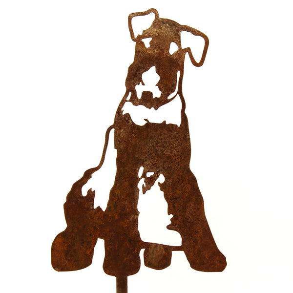 Airedale Terrier Corten steel dog silhouette, rusted patina finish – My Metal Rescue