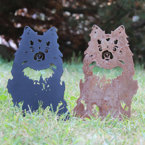 Pomeranian Corten steel dog silhouette – My Metal Rescue