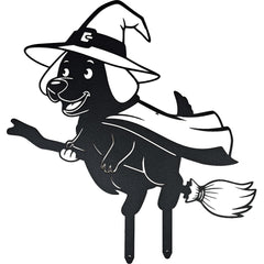Witch Dog – matte black steel Halloween silhouette by My Metal Rescue