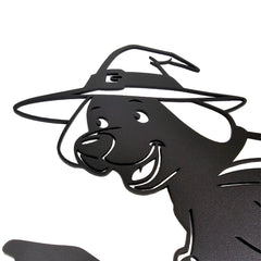 Witch Dog – matte black steel Halloween silhouette by My Metal Rescue