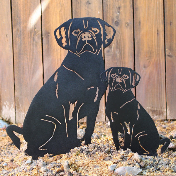 Puggle Corten steel dog silhouette, matte black finish – My Metal Rescue
