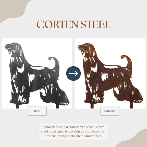 Afghan Hound Corten steel dog silhouette – My Metal Rescue