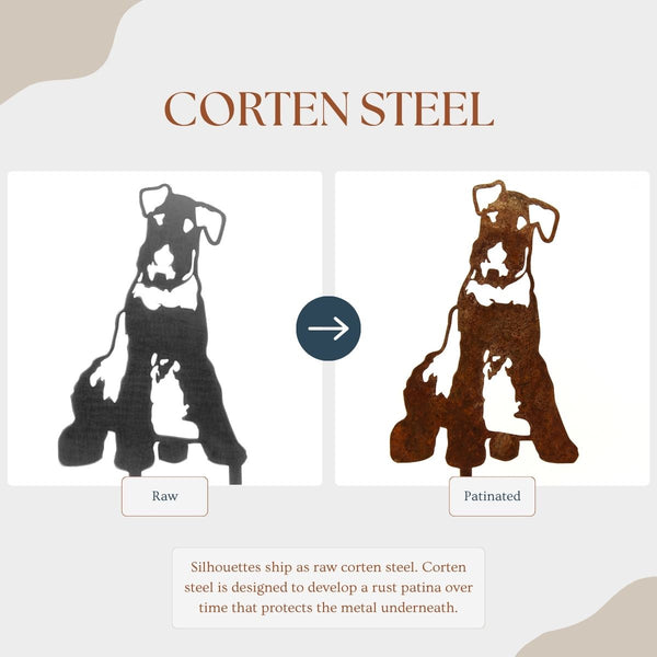 Airedale Terrier Corten steel dog silhouette – My Metal Rescue