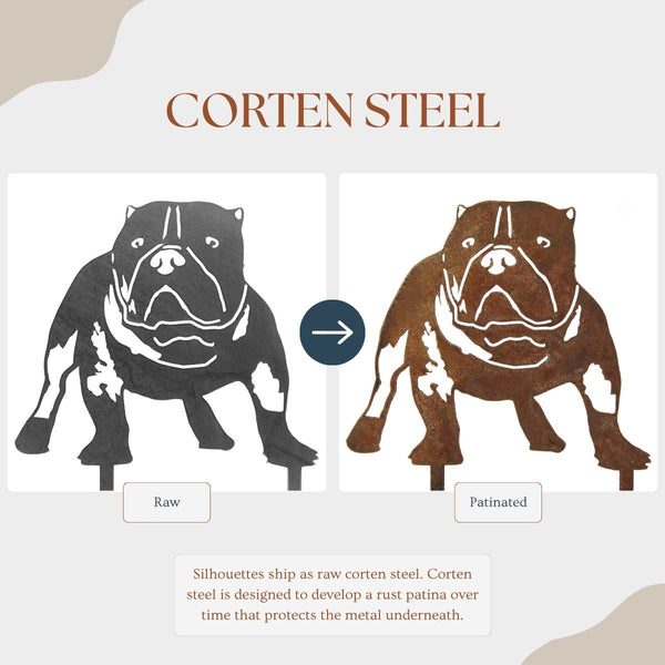 American Bully Corten steel dog silhouette – My Metal Rescue
