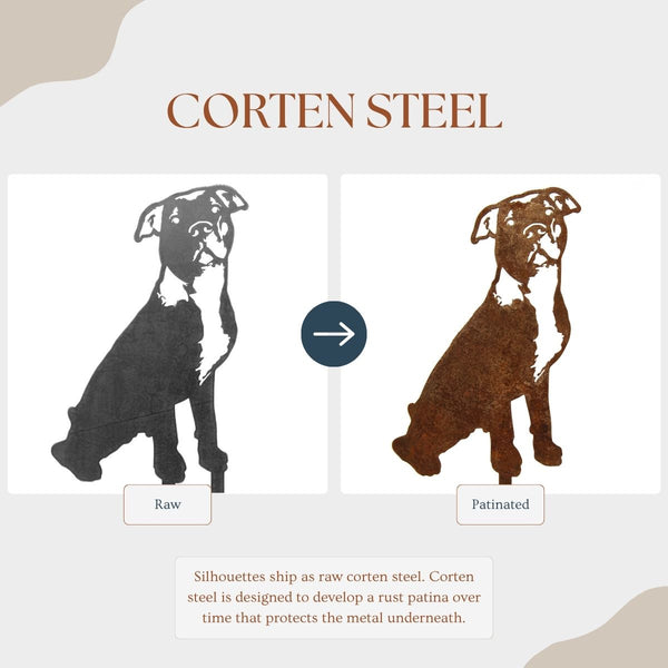 American Pit Bull Terrier Corten steel dog silhouette – My Metal Rescue