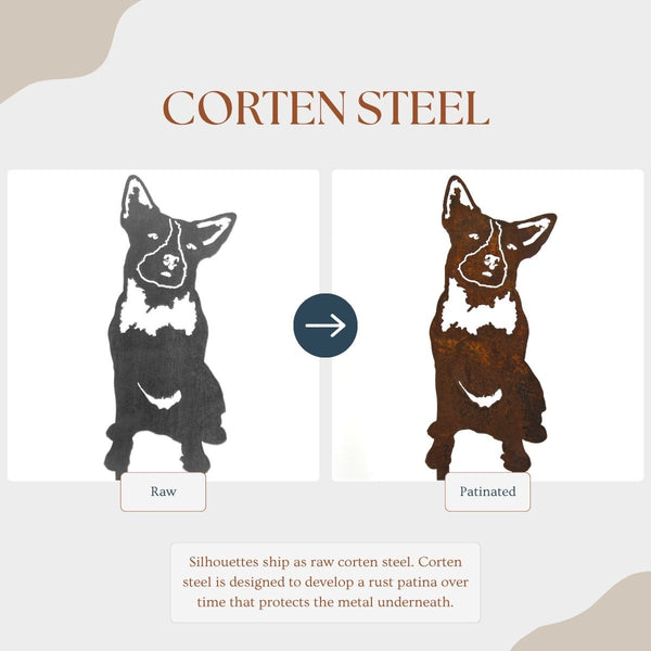 Blue Heeler Corten steel dog silhouette – My Metal Rescue
