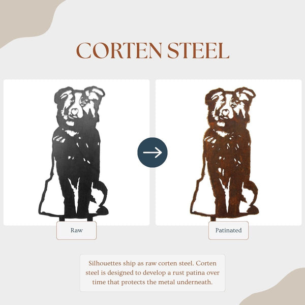 Australian Shepherd Corten steel dog silhouette – My Metal Rescue