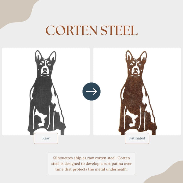 Basenji Corten steel dog silhouette – My Metal Rescue
