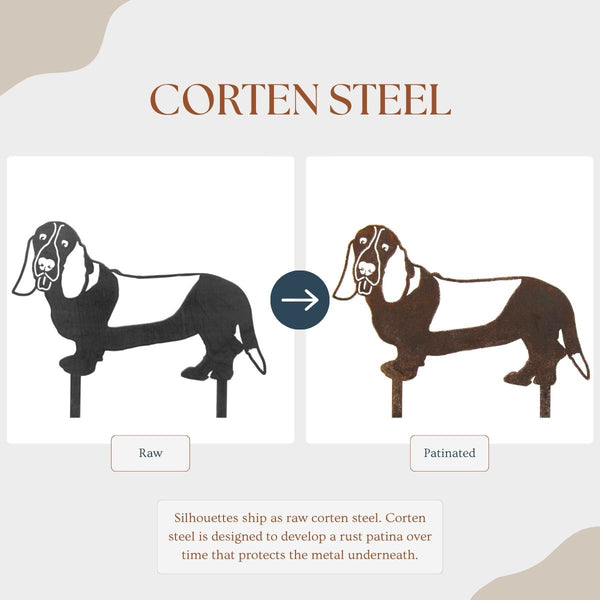 Basset Hound Corten steel dog silhouette – My Metal Rescue