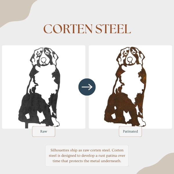 Swiss Mountain Dog Corten steel dog silhouette – My Metal Rescue