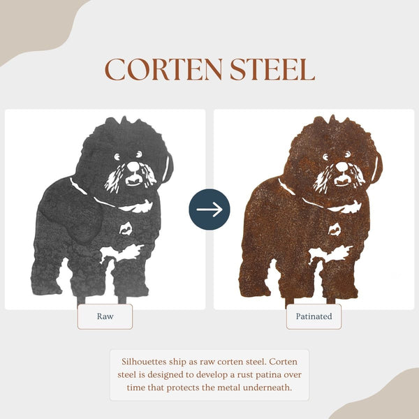 Bichon Frise Corten steel dog silhouette – My Metal Rescue