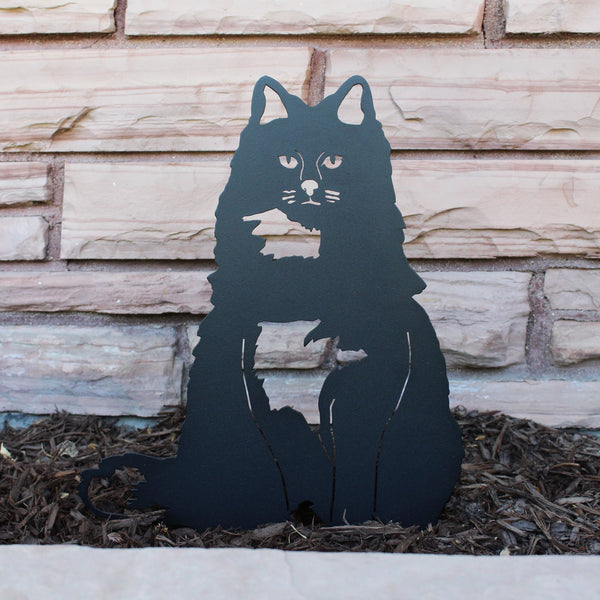 British Longhair Corten steel dog silhouette, matte black finish – My Metal Rescue