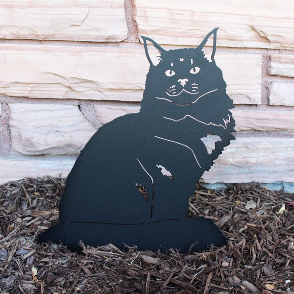 Maine Coon Corten steel dog silhouette, matte black finish – My Metal Rescue