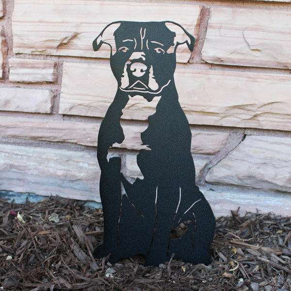 Staffordshire Bull Terrier Corten steel dog silhouette, matte black finish – My Metal Rescue