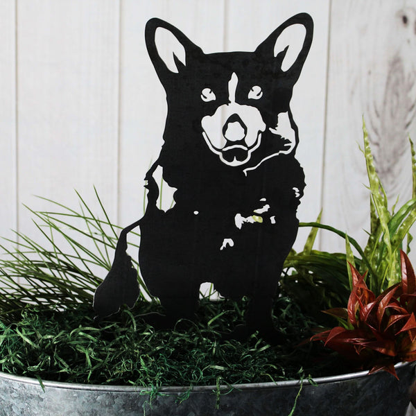 Corgi Corten steel dog silhouette, matte black finish – My Metal Rescue