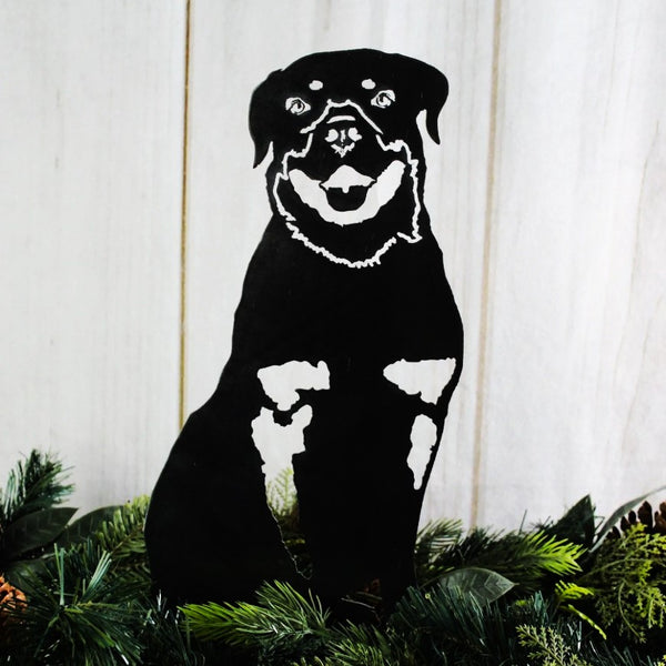 Rottweiler Corten steel dog silhouette, matte black finish – My Metal Rescue