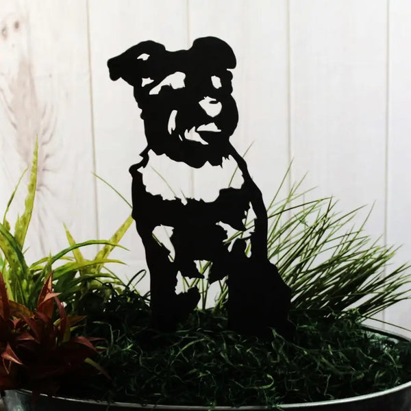 Schnauzer Corten steel dog silhouette, matte black finish – My Metal Rescue