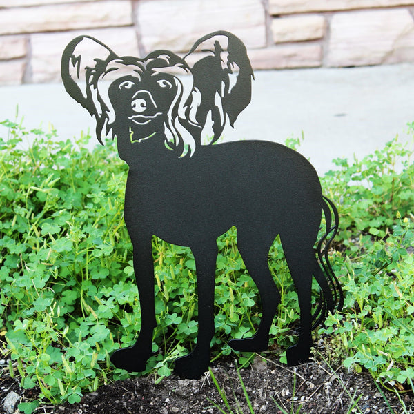 Chinese Crested Corten steel dog silhouette, matte black finish – My Metal Rescue