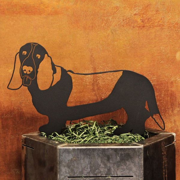Basset Hound Corten steel dog silhouette, matte black finish – My Metal Rescue