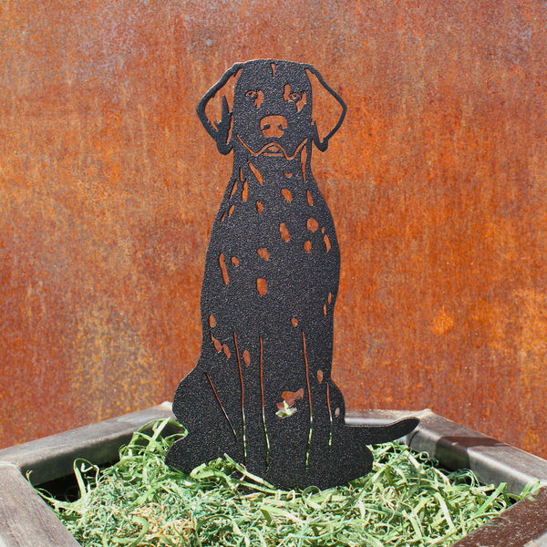 Dalmatian Corten steel dog silhouette, matte black finish – My Metal Rescue