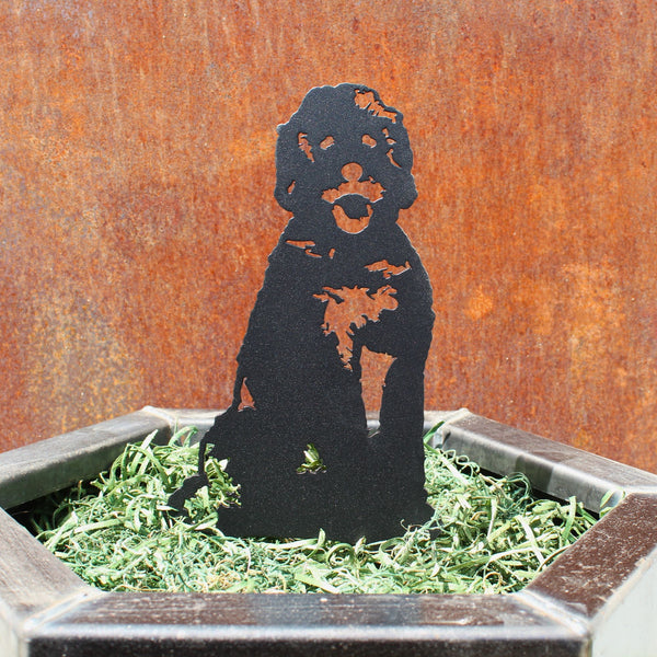 Doodle Corten steel dog silhouette, matte black finish – My Metal Rescue