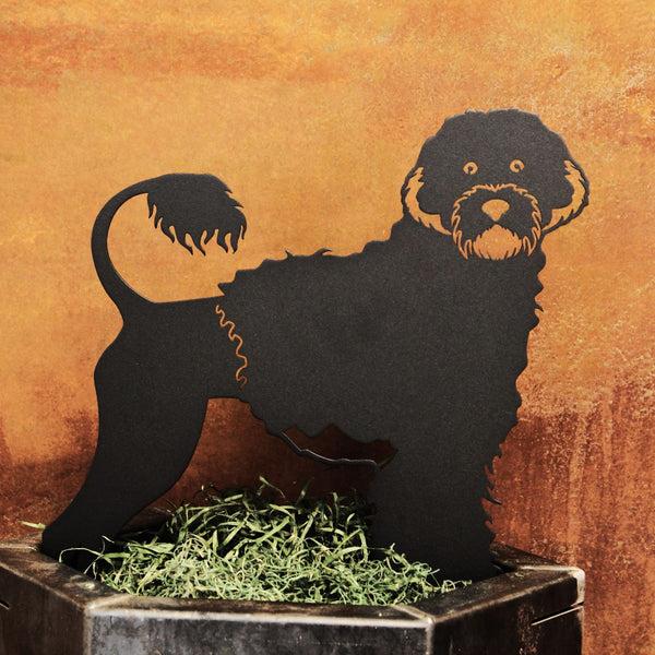 Portuguese Water Dog Corten steel dog silhouette, matte black finish – My Metal Rescue