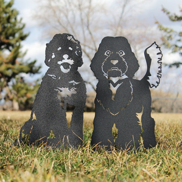 Labradoodle Corten steel dog silhouette, matte black finish – My Metal Rescue