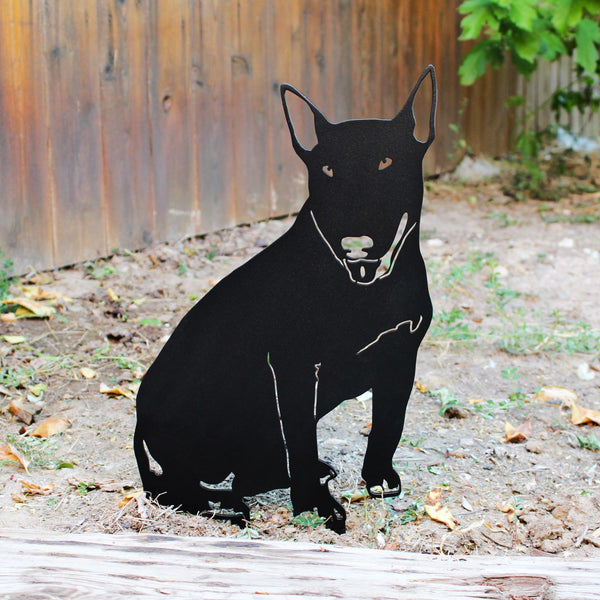 Bull Terrier Corten steel dog silhouette, matte black finish – My Metal Rescue