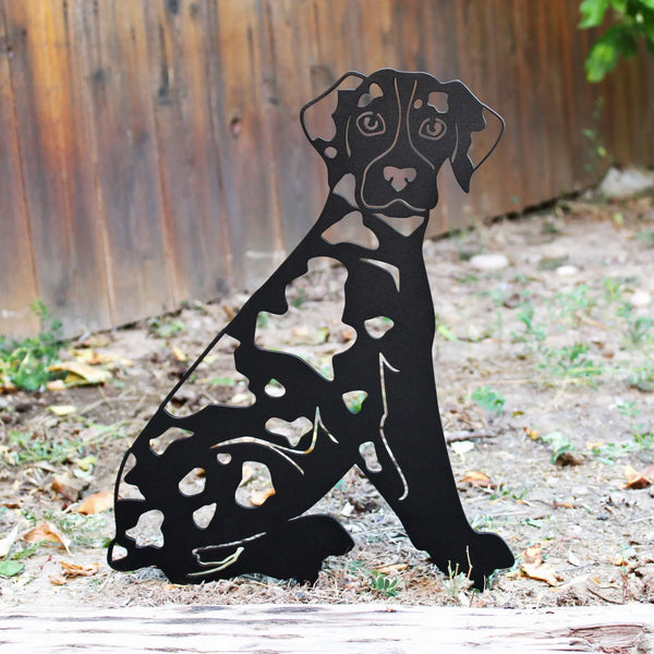 Catahoula Leopard Dog Corten steel dog silhouette, matte black finish – My Metal Rescue