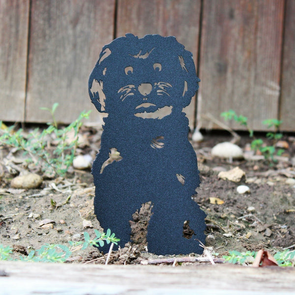 Maltese Corten steel dog silhouette, matte black finish – My Metal Rescue