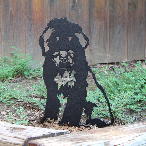 Bearded Collie Corten steel dog silhouette, matte black finish – My Metal Rescue