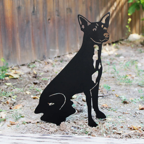 Rat Terrier Corten steel dog silhouette, matte black finish – My Metal Rescue