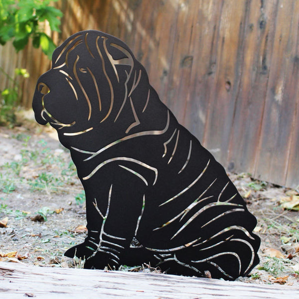 Shar Pei Corten steel dog silhouette, matte black finish – My Metal Rescue