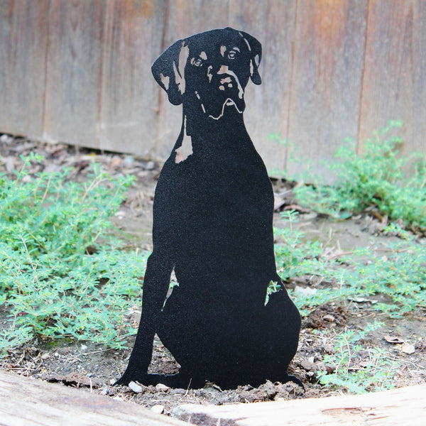Weimaraner Corten steel dog silhouette, matte black finish – My Metal Rescue