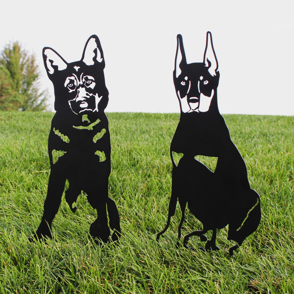 German Shepherd Corten steel dog silhouette, matte black finish – My Metal Rescue