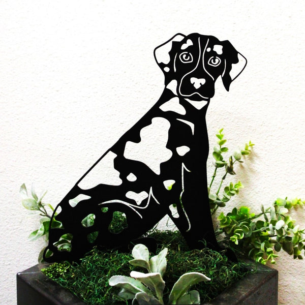 Catahoula Leopard Dog Corten steel dog silhouette, matte black finish – My Metal Rescue